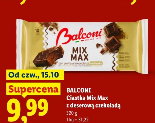 Ciastka Mix Max z deserową czekoladą Balconi promocja w Lidl