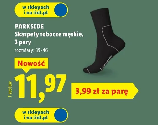 Skarpety robocze męskie, 3 pary promocja w Lidl
