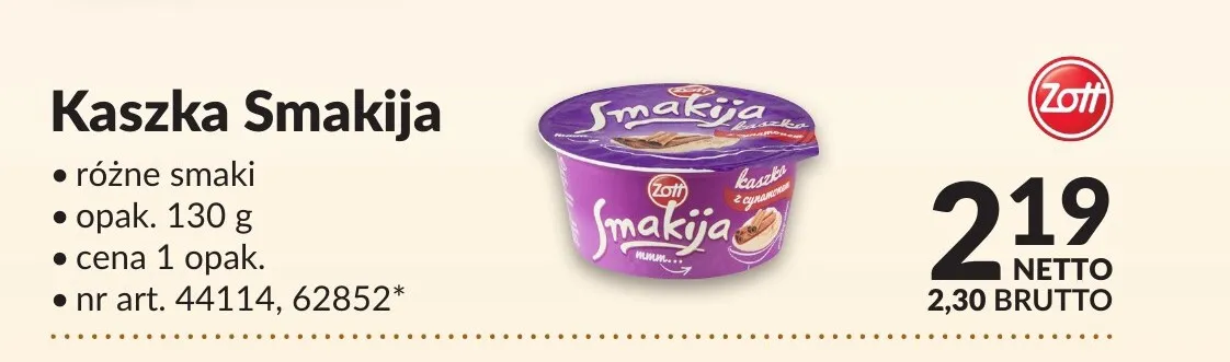 Kaszka Smakija Zott promocja w Makro