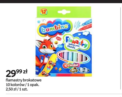 Flamastry brokatowe 10 kolorów Bambino promocja w Empik