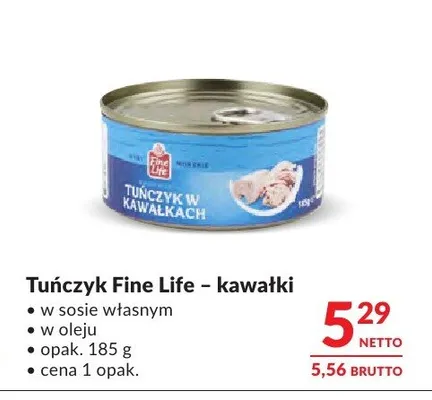 Tuńczyk w oleju kawałki Fine Life promocja w Makro