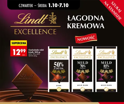 Czekolada mild Lindt 70% promocja w Biedronka