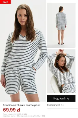 Dzianinowa bluza w czarne paski promocja w Top Secret