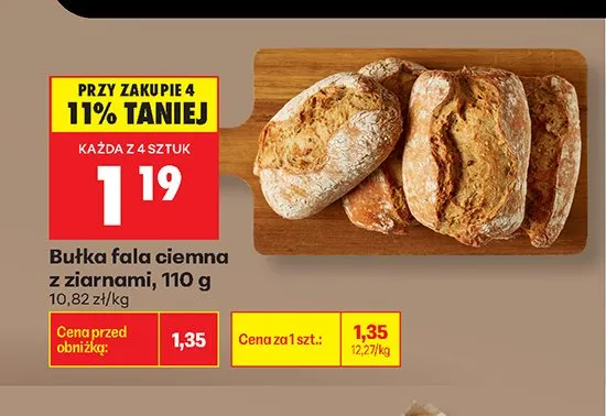 Bułka fala ciemna z ziarnami promocja w Biedronka