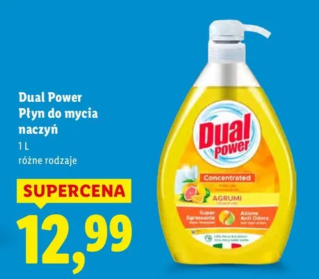 Płyn do mycia naczyń Dual Power Concentrated Agrumi promocja w Lidl