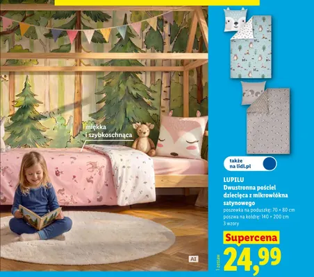 Dwustronna pościel dziecięca z mikrowłókna satynowego Lupilu promocja w Lidl