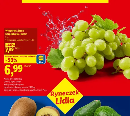 Winogrona jasne bezpestkowe luzem Ryneczek Lidla promocja w Lidl