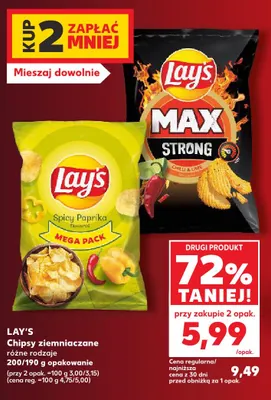 Chipsy ziemniaczane Max Strong Chilli & Lime Lay's promocja w Kaufland