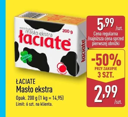 Masło ekstra Łaciate promocja w Aldi