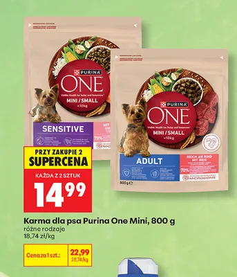 Karma dla psa Purina One Mini promocja w Biedronka