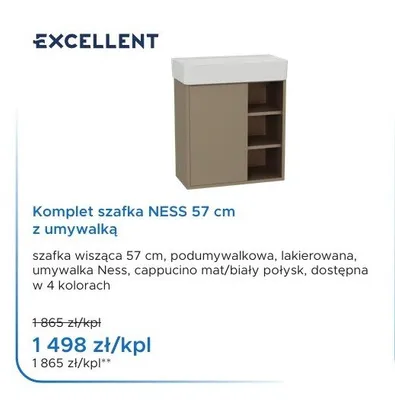 Komplet szafka NESS 57 cm z umywalką Excellent promocja w Blu Salony Łazienek