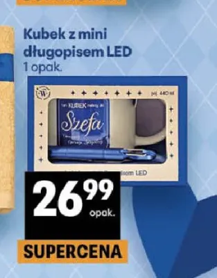 Kubek z mini długopisem LED promocja w Delikatesy Centrum