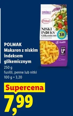 Makaron z niskim indeksem glikemicznym Polmak nitki promocja w Lidl