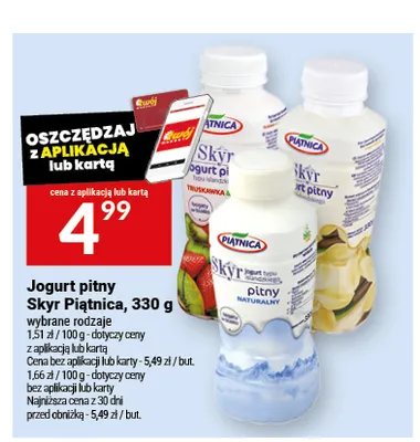 Jogurt pitny Skyr naturalny Piątnica promocja w Twój Market