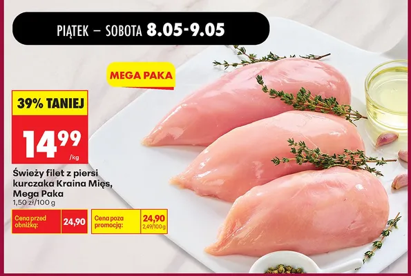 Świeży filet z piersi kurczaka Kraina Mięs Mega Paka promocja w Biedronka