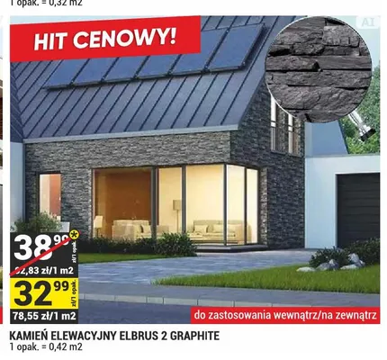 Kamień elewacyjny Elbrus 2 Graphite promocja w Merkury Market