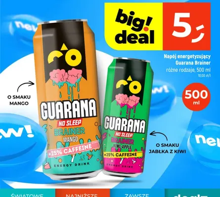 Napój energetyzujący Guarana Brainer o smaku mango promocja w Dealz