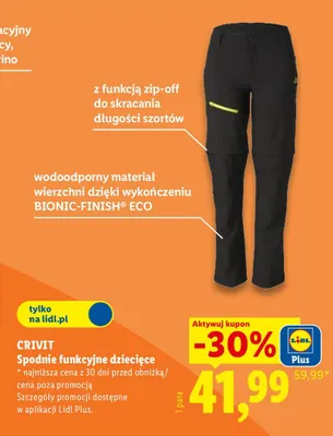 Spodnie funkcyjne dziecięce Crivit promocja w Lidl
