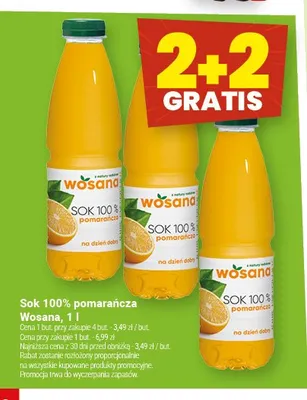 Sok 100% pomarańcza Wosana promocja w Twój Market