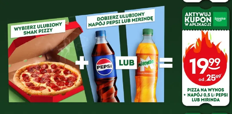 Zestaw pizza na wynos + napój Pepsi promocja w Żabka
