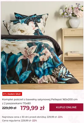 Komplet pościeli z bawełny satynowej Pellepot 160x200 cm z 2 poszewkami 70x80 promocja w home&you