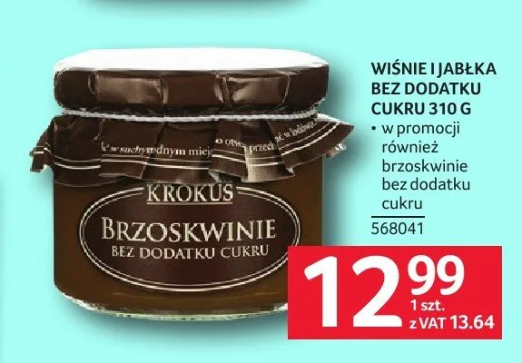 Owoce bez dodatku cukru wiśnie i jabłka Krokus promocja w Selgros