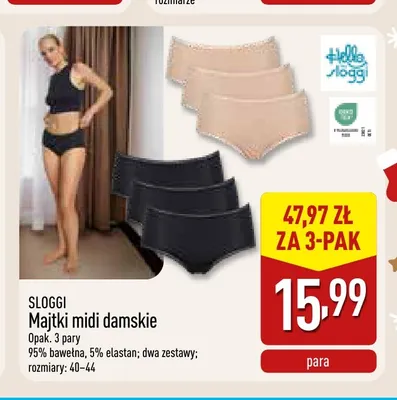 Majtki midi damskie Sloggi 3-pak promocja w Aldi