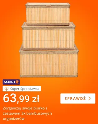 Zestaw 3 bambusowych organizerów promocja w Allegro