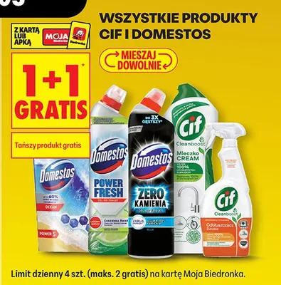 Produkty Cif i Domestos 1+1 GRATIS promocja w Biedronka