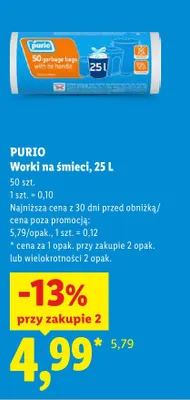 Worki na śmieci 25 l Purio promocja w Lidl