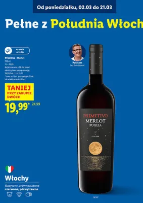 Wino Merlot Puglia czerwone półwytrawne promocja w Lidl