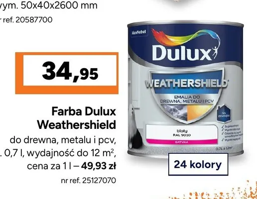 Farba do drewna metalu i pcv Dulux Weathershield promocja w Bricoman