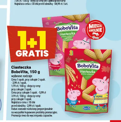 Ciasteczka BoboVita pszenno-orkiszowe z jabłkiem i brzoskwinią promocja w Twój Market