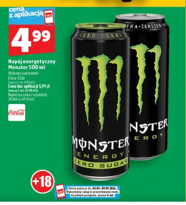 Napój energetyczny Monster Energy Zero Sugar promocja w TOPAZ