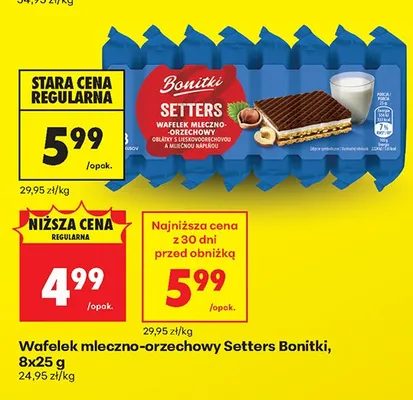 Wafelek mleczno-orzechowy Setters Bonitki 8-pak 25g promocja w Biedronka