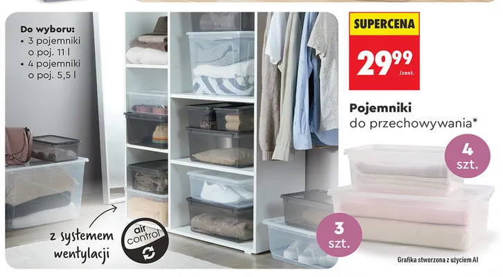 Pojemniki do przechowywania 5,5 l 4-pak promocja w Biedronka