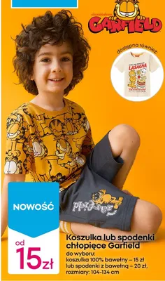 Spodenki chłopięce Garfield z bawełną promocja w Pepco