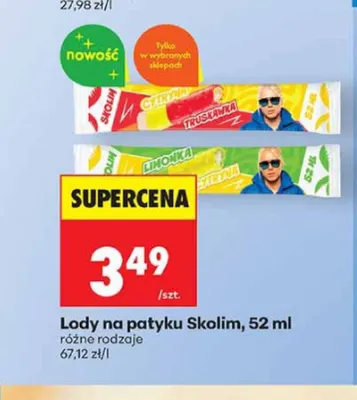 Lody na patyku Skolim limonka cytryna promocja w Biedronka