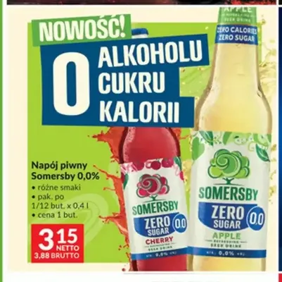 Napój piwny Somersby 0,0% promocja w Makro