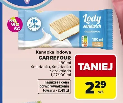 Kanapka lodowa CARREFOUR śmietanka promocja w Carrefour Market