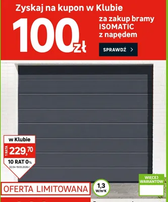 Brama segmentowa ISOMATIC z napędem 250x212,5cm kod: 95941441 promocja w Leroy Merlin