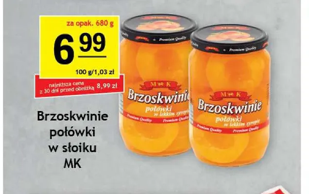 Brzoskwinie połówki w słoiku MK promocja w Gram Market