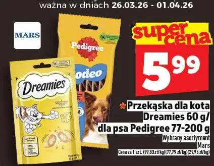 Przekąska dla kota Dreamies 60g/dla psa Pedigree 77-200g promocja w TOPAZ