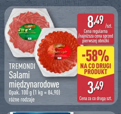 Salami międzynarodowe Tremondi promocja w Aldi