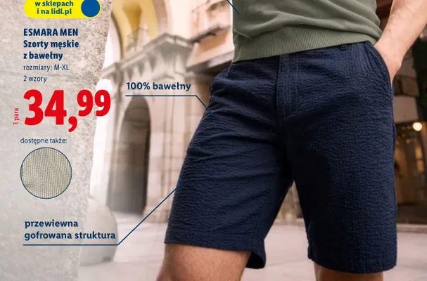 Szorty męskie z bawełny Esmara Men promocja w Lidl