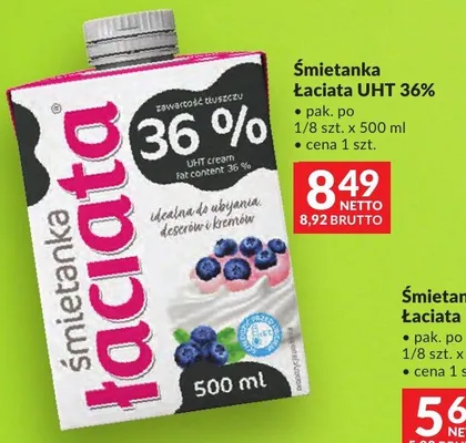 Śmietanka Łaciata UHT 36% Mlekpol promocja w Makro