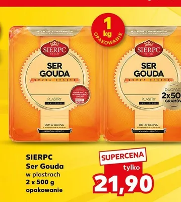 Ser Gouda w plastrach Sierpc 2-pak 500g promocja w Kaufland