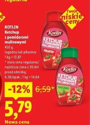 Ketchup z pomidorami malinowymi łagodny Kotlin promocja w Lidl