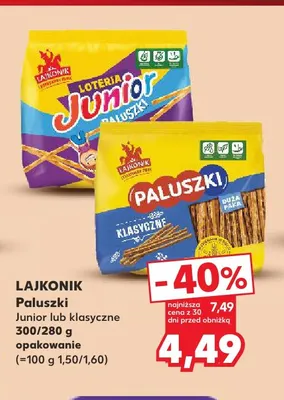 Paluszki Junior Lajkonik promocja w Kaufland