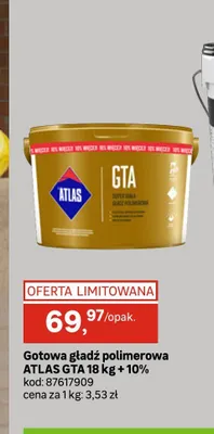 Gotowa gładź polimerowa ATLAS GTA 18kg + 10% promocja w Leroy Merlin